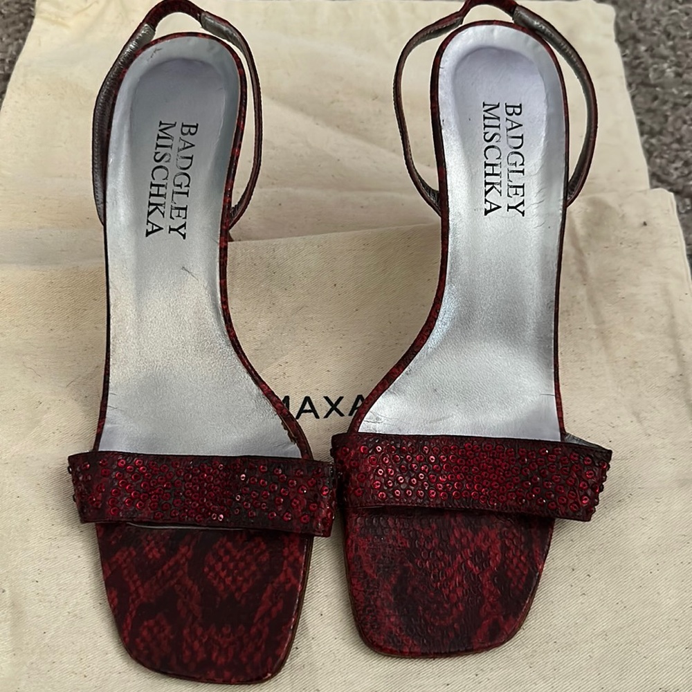 Lipstick red rattlesnake leather shoes.